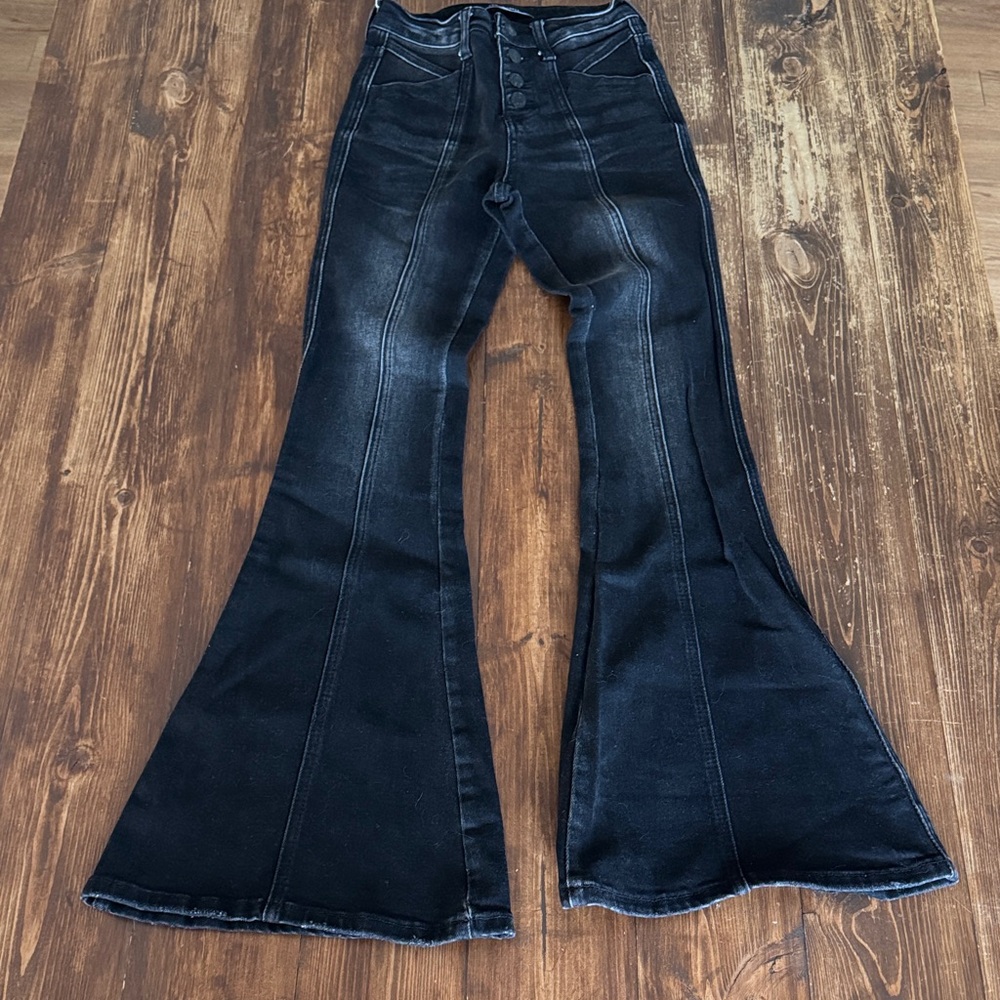 Flying Monkey Black Wide Leg Flare Jeans